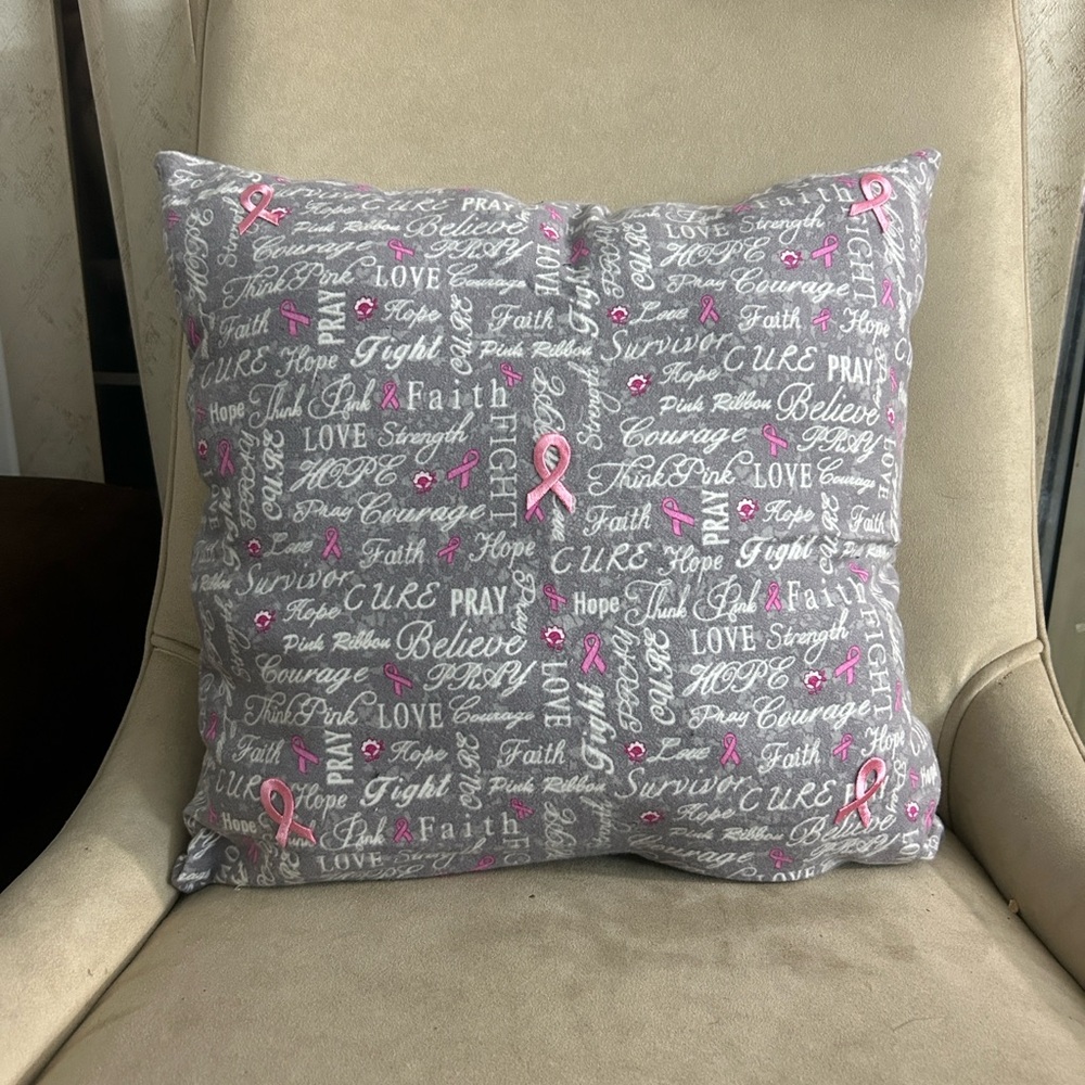 Gray and Pink Inspirational Pillow with Plastic Water Bottle and Socks - Picture 2 of 6